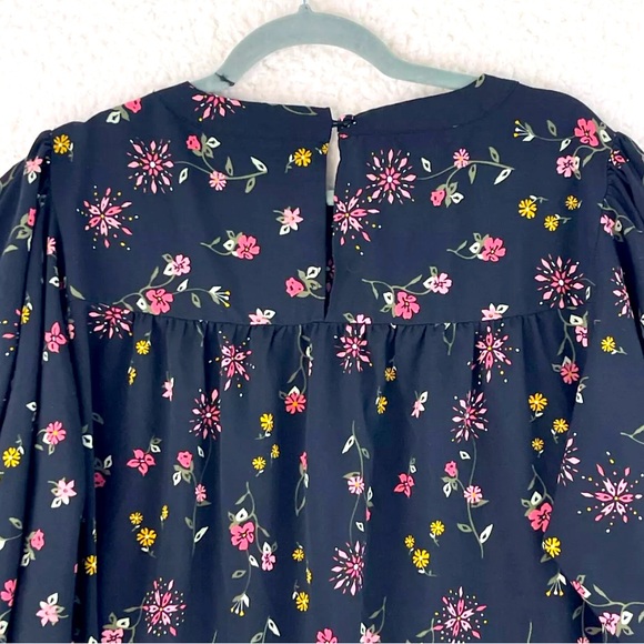 Lane Bryant Top with Flared Flutter Sleeves and Crochet Detail Black Floral 14 - Picture 6 of 13